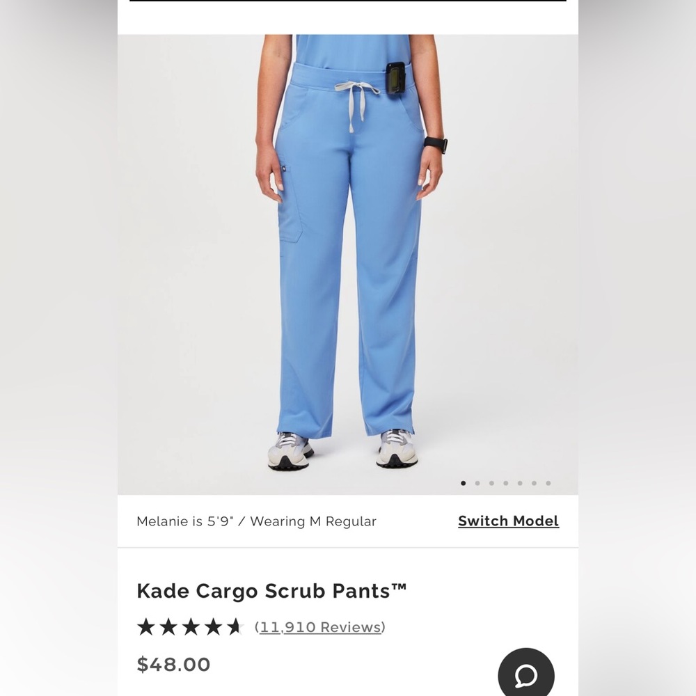 Figs Kade Cargo scrub pants in ceil blue